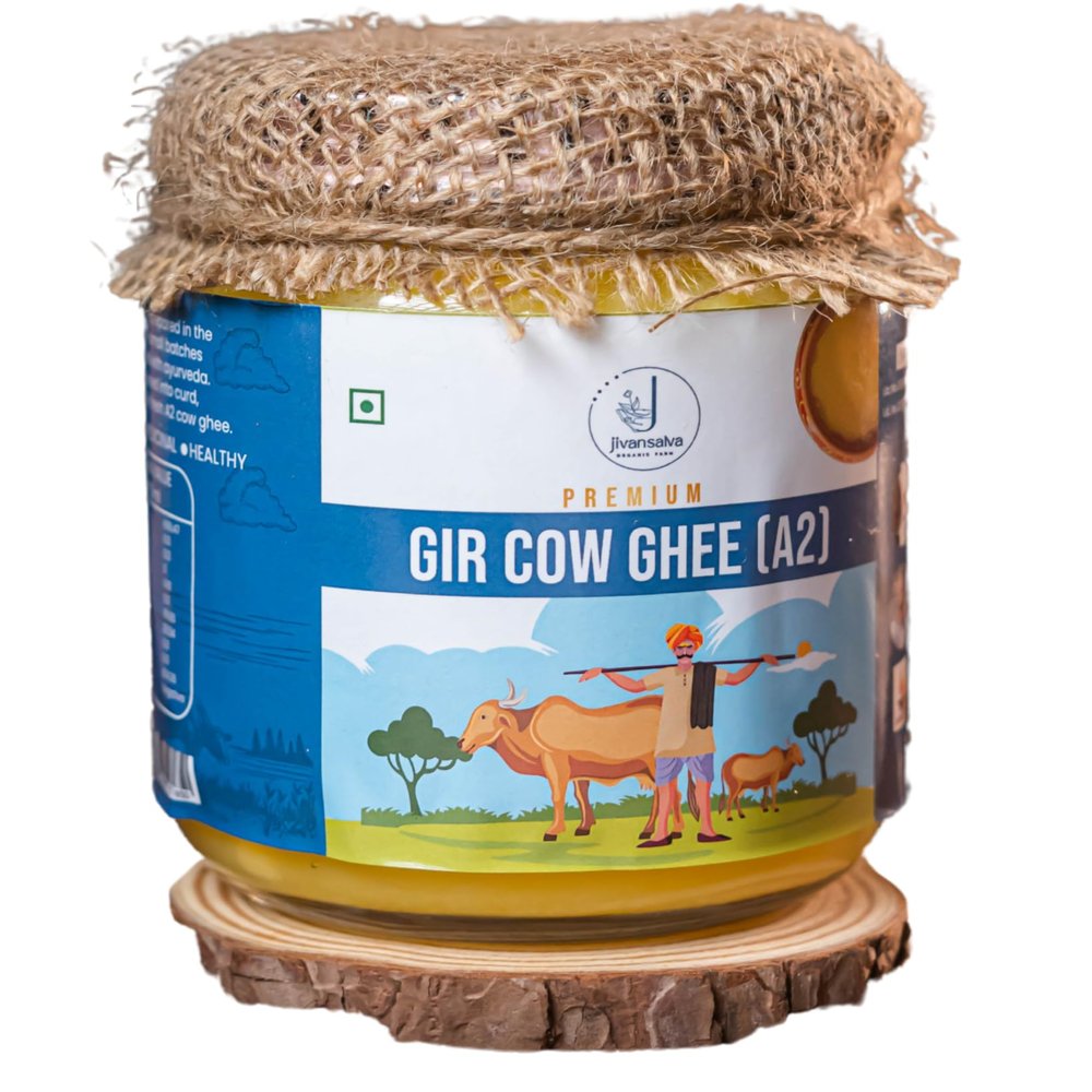 Jivansatva Organic Farm A2 Gir Cow Ghee | 500ml | Boosts Immunity| Vedic Bilona Method | Grassfed, Cultured, Premium & Traditional Ghee | Rich Texture, and Health Benefits | Completely Natural | Pack of 2