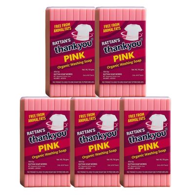 Rattan's Thankyou Organic Pink Washing Soap 750g (Pack of 6 Bars) | Natural Fabric Cleaner for Hand & Machine Wash | Gentle on Skin, Tough on Stains | Eco-Friendly & Fragrant (5)