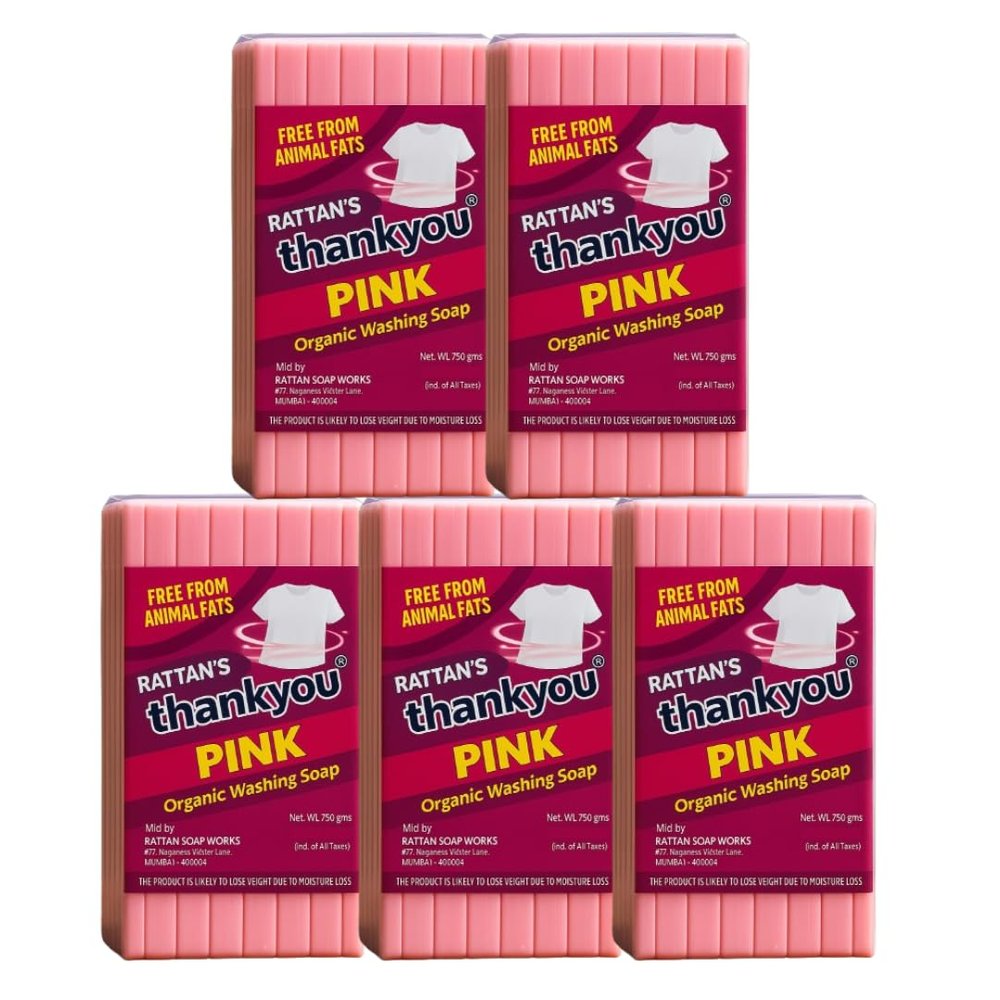 Rattan's Thankyou Organic Pink Washing Soap  750g (Pack of 6 Bars) | Natural Fabric Cleaner for Hand & Machine Wash | Gentle on Skin, Tough on Stains | Eco-Friendly & Fragrant (5)