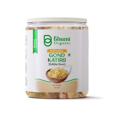 Bhumi Organic Ayurveda Gond Katira Pure (Edible Gum) - 300 grams | Tragacanth Gum | High Cooling Properties Herbal Food | Super Food |