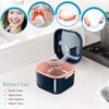 HASTHIP 2PCS Denture Bath Case, Retainer Holder with Strainer Basket, False Teeth Storage Cup Mouth Guard Storage Soak Container for Travel Cleaning, Blue view 3