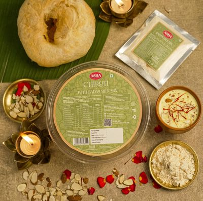 ASHA Sweets Chiroti & Instant Badam Milk Mix (Pack of 1) | Premium Handcrafted Sweets Perfect for Gifting and Snacking with Rich and Aromatic Instant Badam Milk Mix| Made with Fresh Ingredients