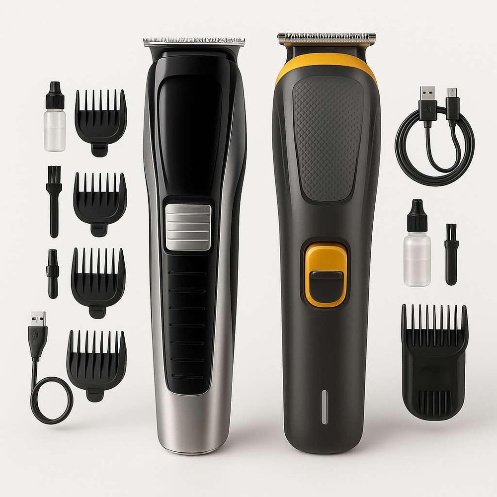 Hair & Beard Trimmer for Men Cordless Waterproof Trimmer with 4 Length Combs, Precision Blade, Cleaning Brush & Oil Bottle (Combo Of 2)