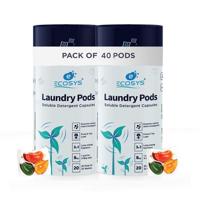 Ecosys 3-in-1 Dissolvable Magic Laundry Pods for 40 washes:Bioenzymes Infused,Tough Stain Fighter for Top & Front Load with Floral Aroma,1 Pod = 1 Wash for 5-7kg