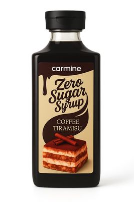 Carmine Zero Sugar Coffee Tiramisu Syrup  330g | New & Improved Recipe | Sweetened with Pure Monk Fruit | Natural, Plant-Based Sweetener | No Artificial Sweeteners or Additives | Low Glycemic & Low Carb | Clean Label Dessert Syrup for Coffee, Shakes