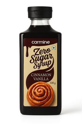 Carmine Zero Sugar Cinnamon Vanilla Syrup - 330g | New & Improved Recipe | Sweetened with Pure Monk Fruit | Natural, Plant-Based Sweetener | No Artificial Sweeteners or Additives | Low Glycemic & Low Carb | Clean Label Flavoring for Coffee & More