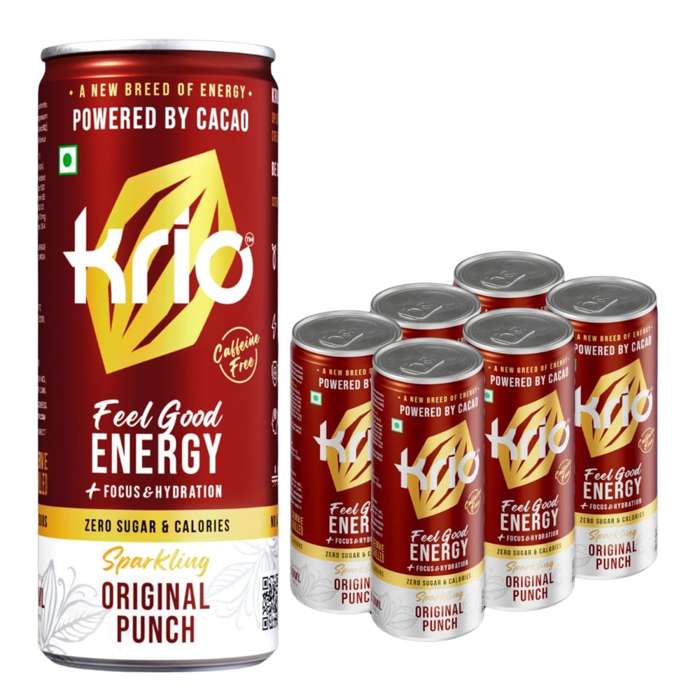 KRIO Original Punch | A New Breed of Energy | Zero Sugar and Calories | Rich in Vitamin C and No Added Preservativs (250ml) Pack of 6 Caffeine free