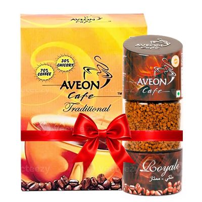 AVEON CAFE - Traditional & Royale Flavoured Coffee Combo (200g + 100g) | 100% Pure Coffee | Bold & Aromatic Flavour | Freshly Packed