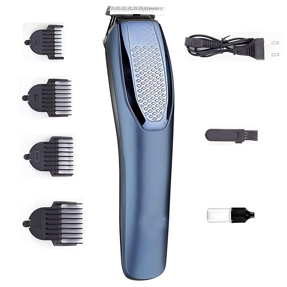 Hair & Beard Trimmer for Men Cordless Waterproof Trimmer with 4 Length Combs, Precision Blade, Cleaning Brush & Oil Bottle-Blue