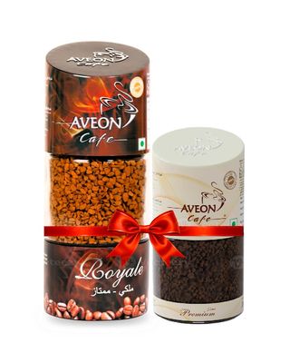 AVEON CAFE - Royale Premium Flavoured Coffee Combo Pack (2 x 100g + 50g) | Bold & Smooth Flavour | 100% Pure Coffee