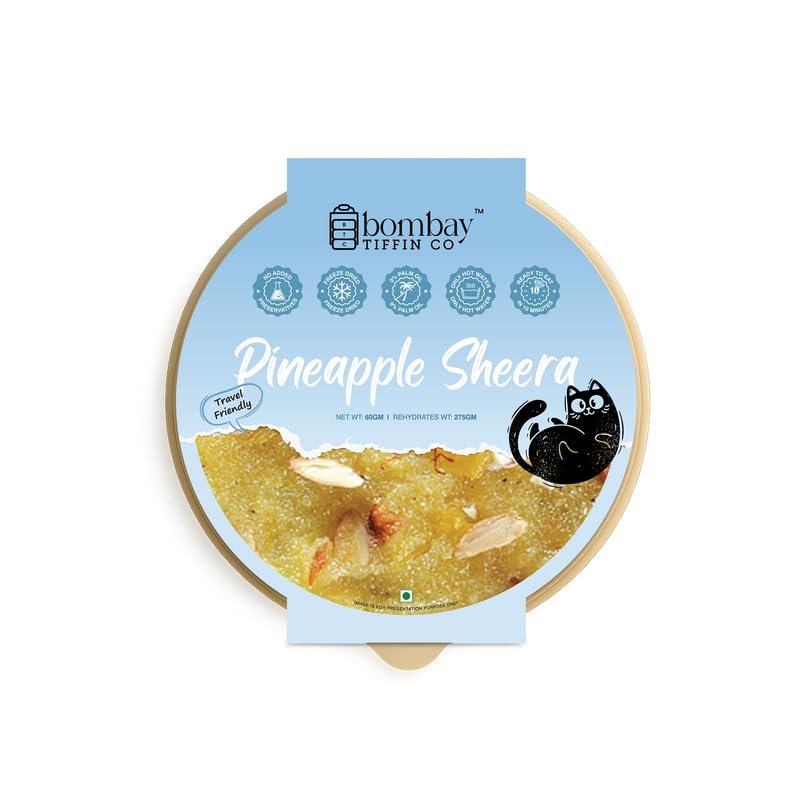 BTC Bombay Tiffin Co Ready to Eat Pineapple Sheera Authentic Indian Dessert with Ghee & Real Pineapple | Prepare instant Sweet Dish | No Preservatives | Travel-Friendly Pack