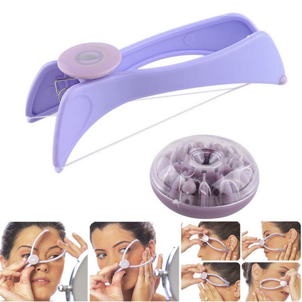 PAYRUNS 1 PC Eyebrow Face Chicks Ear Finger Hand Legs Forehead Upper Lip Arms and Body Hair Threading Removal Machine Tool Epilator Tweezers Trimmer Razor Kit for Women and Men (Purple)