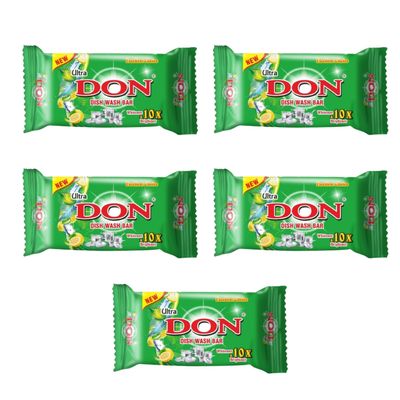 Ultra Don Dishwash Bar Lemon, Removes Stain And Grease With Power Of Lemon 160g (Pack of 5)