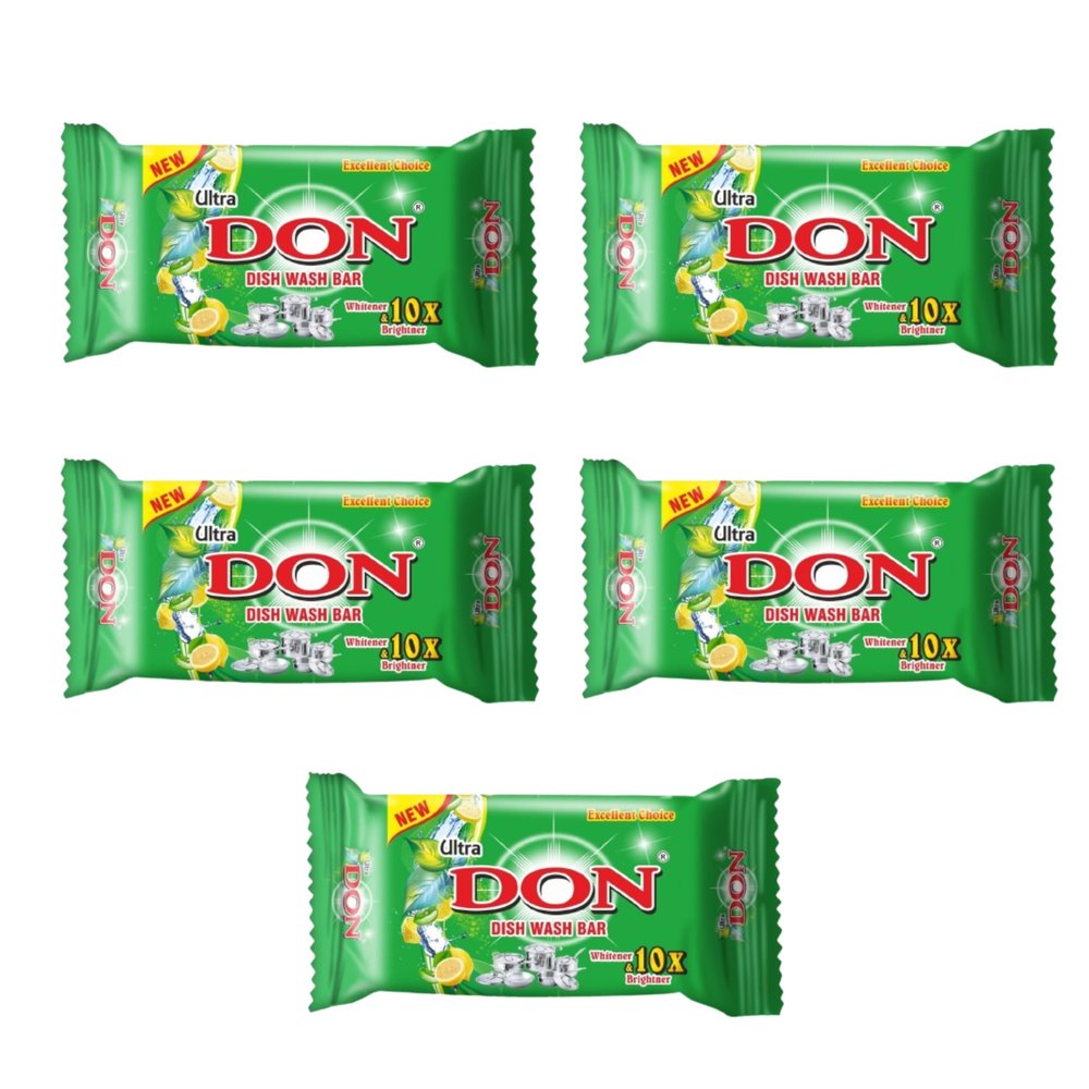 Ultra Don Dishwash Bar Lemon, Removes Stain And Grease With Power Of Lemon 160g (Pack of 5)