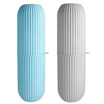 Capsule Shape Toothbrush Case Holder for Waterproof & Hygienic Travel Toothbrush Capsules (Blue-Gray, Pack of 2)