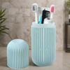 Capsule Shape Toothbrush Case Holder for Waterproof & Hygienic Travel Toothbrush Capsules (Blue-Gray, Pack of 2) view 2