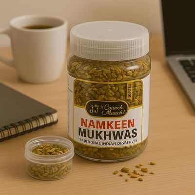J J Crunch N Munch Namkeen Mukhwas | Premium Digestive Mouth Freshener with Fennel, Coriander & Sesame Seeds | Traditional Indian After-Meal Snack | Crunchy & Refreshing (250 Gram, Fennel & Mixed Seeds)