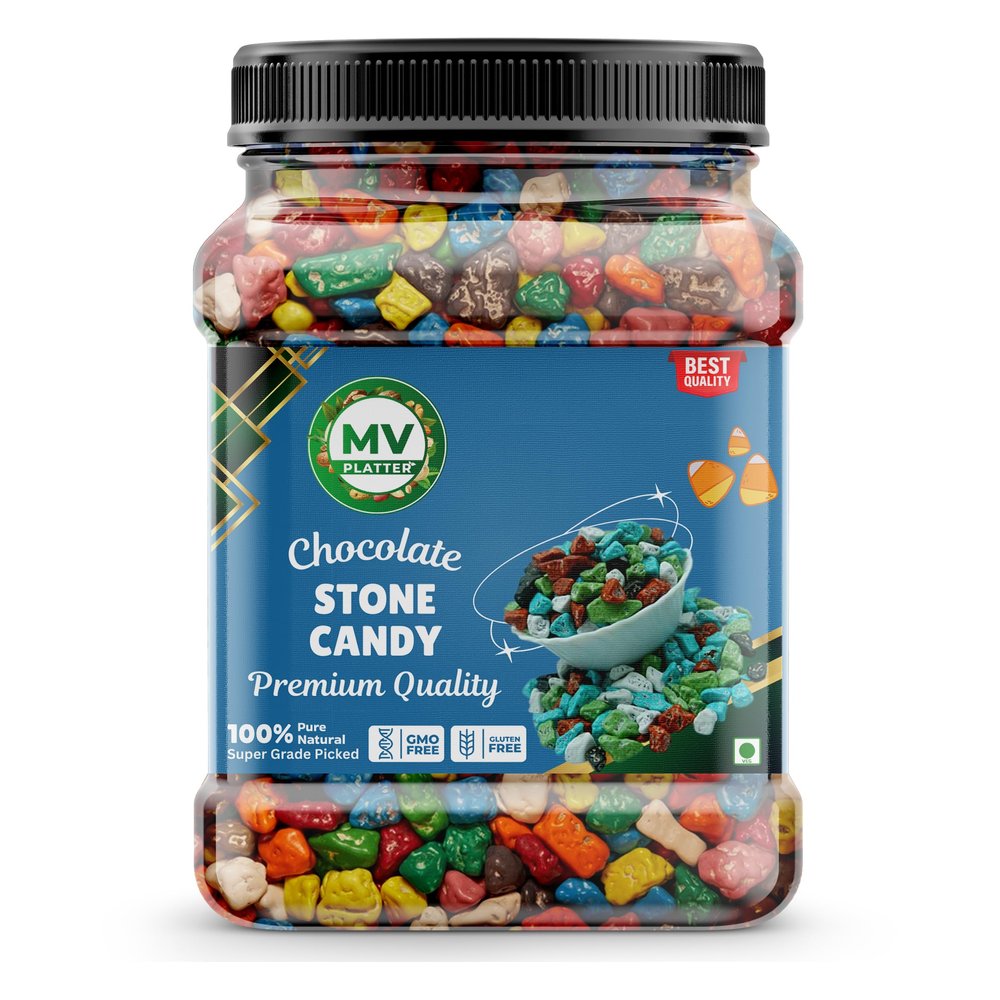 MV Platter Milk Stone Candy Chocolate | Rock Candy | Rock Shape Chocolate | Choco Rocks | Stone Mukhwas Birthday Gift For Kid And Cake Decoration | 250Gm