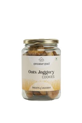 Almond House Oats Jaggery Cookies Jar | No Maida, No Sugar | Millet Cookies | Healthy Snack | 100% Vegetarian | Perfect For Gifting | Ready To Eat | Pack of 250gm