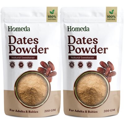 Homeda Dates Powder Organic for Kids, Baby, Adults, Dry Date Sugar Natural, Kharik Powder (400g), Khajur Seed without Sugar, 100% Natural Sweetener, No Preservatives (Pack of 2)
