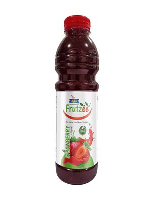 Frutzee Strawberry Syrup, Refreshing Fruit Sharbat for Summer Drinks, Ideal for Instant Natural Juices, Mocktails, Cocktails & Beverages, No Artificial Colors, 750ML - Strawberry