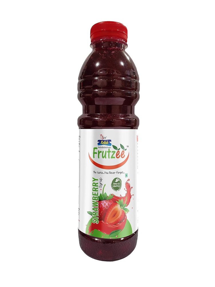 Frutzee Strawberry Syrup, Refreshing Fruit Sharbat for Summer Drinks, Ideal for Instant Natural Juices, Mocktails, Cocktails & Beverages, No Artificial Colors, 750ML - Strawberry