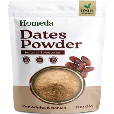 Homeda Dates Powder Organic for Kids, Baby, Adults (200g), Dry Date Sugar Natural, Kharik Powder, Khajur Seed without Sugar, 100% Natural Sweetener, No Preservatives