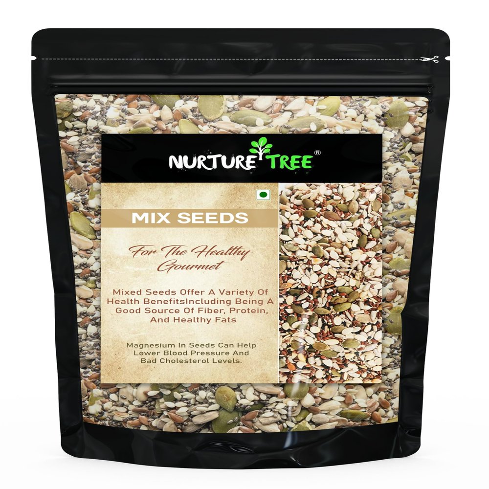 Nurture Tree Mixed Seeds 6-in-1 Premium Healthy Seed Mix ( 400gm ) | Raw & Gluten-Free | Basil, Chia, Pumpkin, Flax, Watermelon & Sunflower Seeds | Rich in Omega-3 & Dietary Fiber | 100% Natural Superfood Snack
