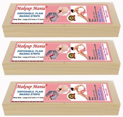 Makeup Mania 210 Pcs Large Size Waxing Strips, Non Woven Hair Removal Plain Waxing Strips - Ivory 210 Pcs