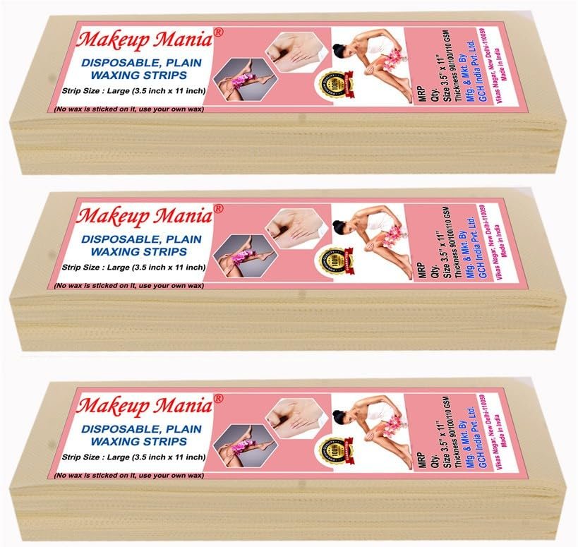 Makeup Mania 210 Pcs Large Size Waxing Strips, Non Woven Hair Removal Plain Waxing Strips - Ivory 210 Pcs