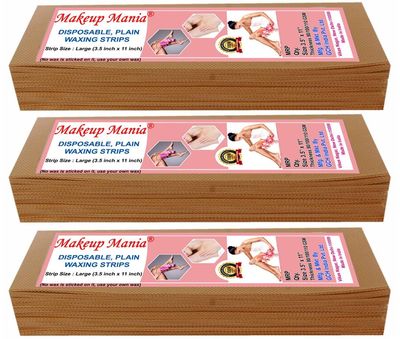 Makeup Mania 210 Pcs Large Size Waxing Strips, Non Woven Hair Removal Plain Waxing Strips - Beige Brown 210 Pcs
