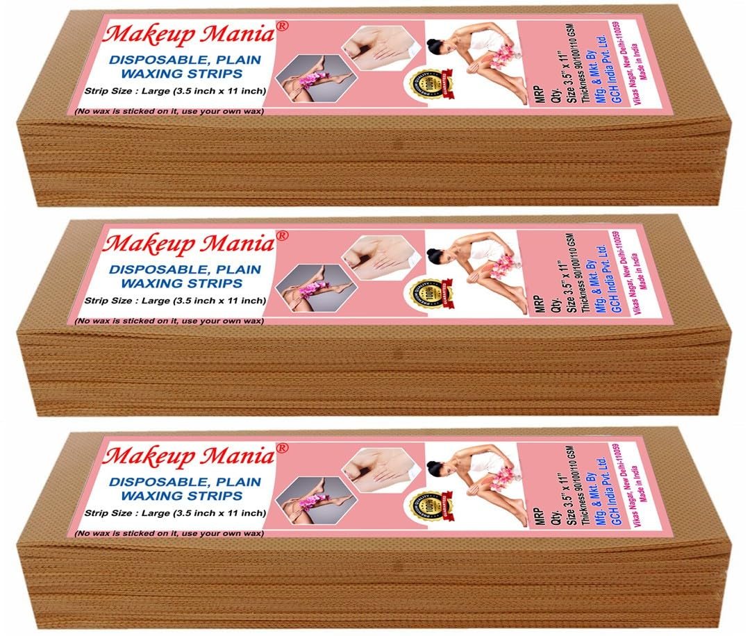 Makeup Mania 210 Pcs Large Size Waxing Strips, Non Woven Hair Removal Plain Waxing Strips - Beige Brown 210 Pcs