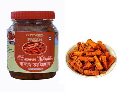 NITVED FRESH Carrot Pickle Homemade Best Sour Spicy Gajar Ka Achar - 400g