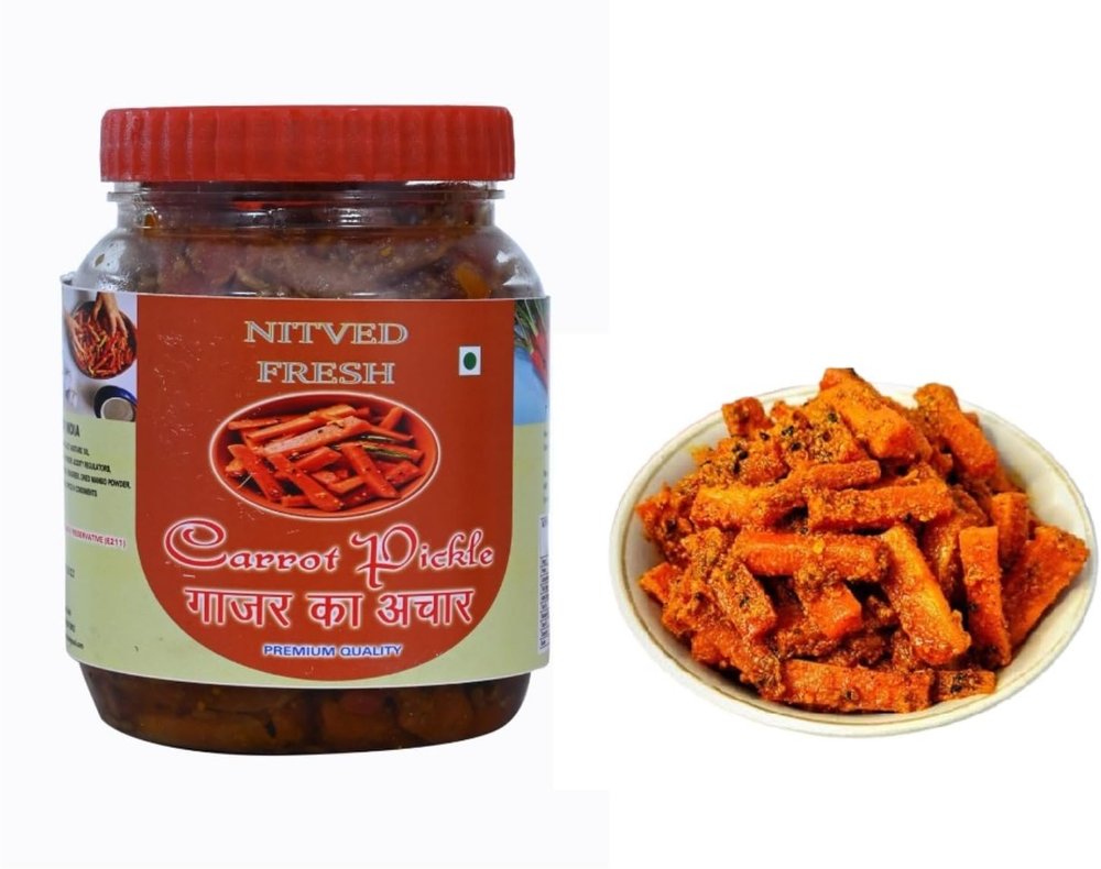 NITVED FRESH Carrot Pickle Homemade Best Sour Spicy Gajar Ka Achar - 400g