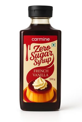 Carmine Zero Sugar French Vanilla Syrup  330g | New & Improved Recipe | Sweetened with Pure Monk Fruit | Natural, Plant-Based Sweetener | No Added Sugar or Artificial Ingredients | Low Carb, Keto & Diabetic Friendly | Clean Label Flavor Syrup for Co