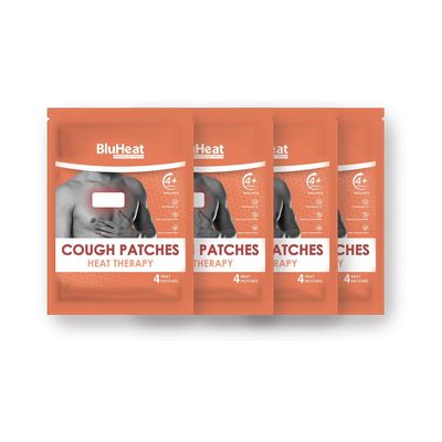BluHeat Cough Decongestion Patches 4 Large New technology Heat Therapy Patches Safe and Natural Odour-Free, Air-Activated, Long-Lasting Ideal for All Skin Types