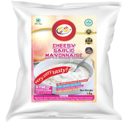 Am 2 Pm - Cheesy Garlic Mayonnaise -1 Kg | 100% Vegetarian Multipurpose Creamy Delicious Sauce For Burger, Wraps & Rolls