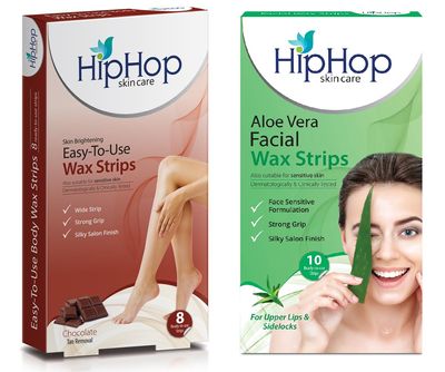 HipHop Skincare Facial and Body Wax Strips, Chocolate and Aloe Vera, 18 Strips, Set of 2