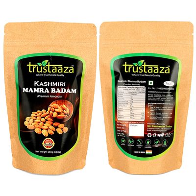 100% Natural Kashmiri Mamra Badam  Known for Its Rich Taste and Crunchy Texture (500G)