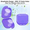 Retainer Case and Cleaner Set, Dual Denture Box with Soft Brush, Includes Purple Small Case, Blue Large Case, Green Toothbrush, Supply Complete Clean Care view 3