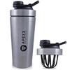 Apexx Protein Shaker Bottle  Steel Shaker for Gym with Silent Mixing, Leakproof Twist Cap, BPA-Free, No Smell, with Carry Handle - Silver 750ML view 1