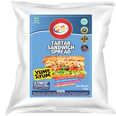 Am 2 Pm - Tartar Sandwich Spread -1 Kg, Multipurpose Delicious Sweet, Creamy & Tangy Sauce For Sandwiches, Burger, Wraps & Rolls (Fried Veg, Non Veg snacks)
