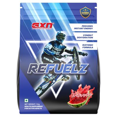 GXN Refuelz 1kg | Electrolytes | Contains Glutamine & BCAAs | Watermelon | Zero Added Sugar | 30 Servings