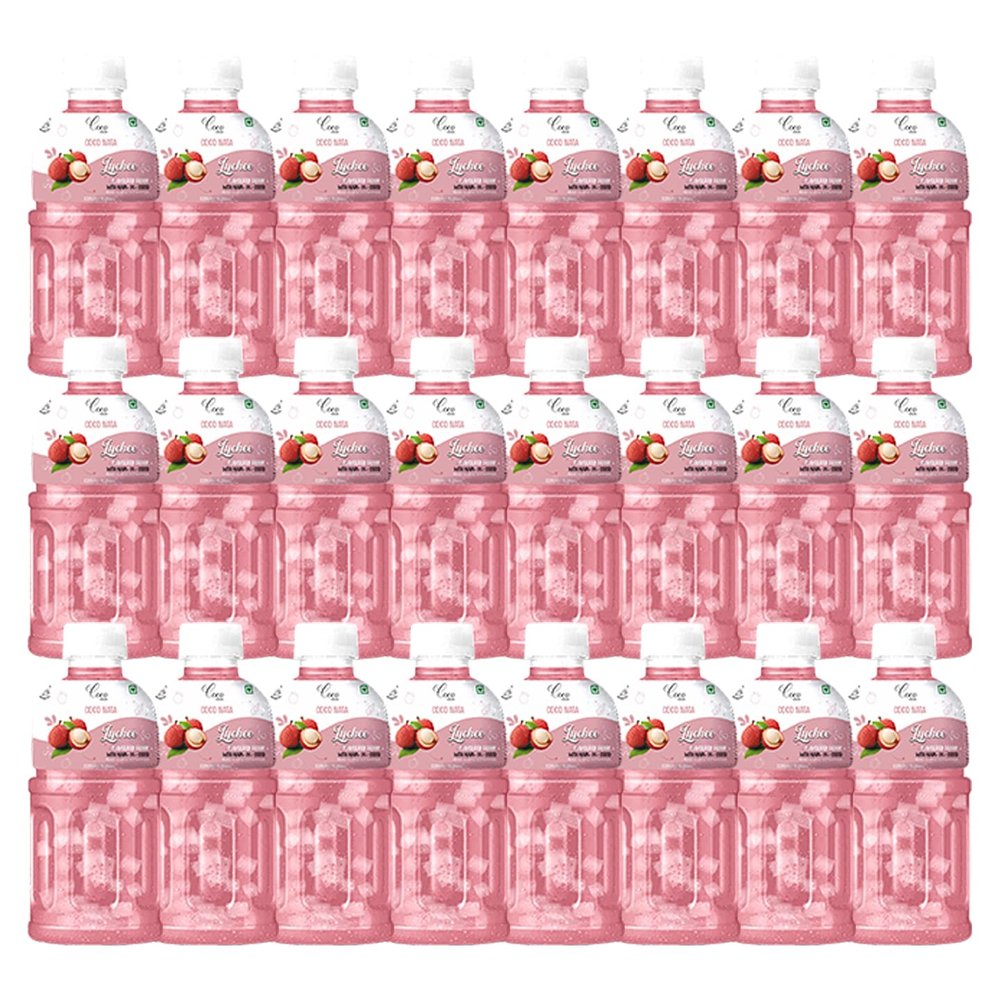 CocoHigh Lychee Juice 25% with NATA De Coco 320 ml (Pack of 24)