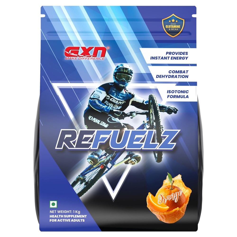 GREENEX NUTRITION Refuelz 1kg | Electrolytes | Contains Glutamine & BCAAs | Orange | Zero Added Sugar | 30 Servings