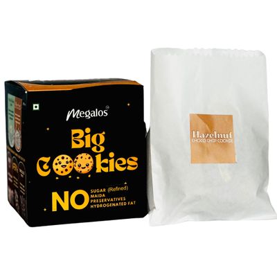 Megalos Hazelnut Choco Chip Cookies  Soft Baked (Pack of 5) | Real Hazelnuts + Dark Chocolate | Whole Wheat, No Maida | No Refined Sugar | Gourmet Snack