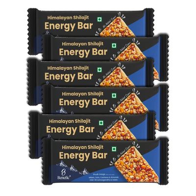 Benefic Shilajit Energy Bar (Pack of 6) 30g each | 100% Natural | No Added Sugar | No flavours, colours & chemicals | Pure Himalayan Shilajit | Protein-Rich Nuts