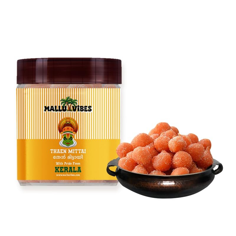 Mallu Vibes Kerala Thaen Mittai | Authentic Kerala Honey Candy Sweet | Crunchy & Soft Sugar-Coated Delight | 250g
