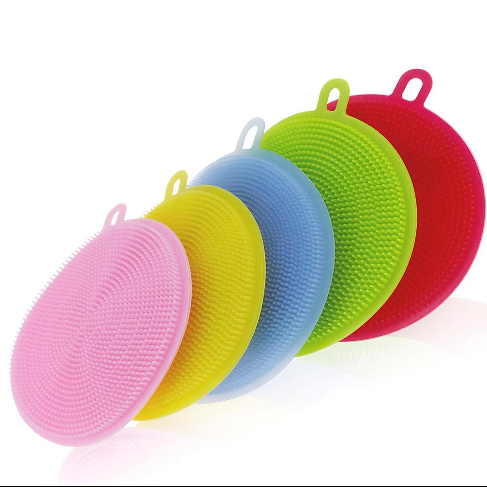 Happy Gift Gallery Silicone Kitchen Scrubber | Multi-Color Dishwashing Cleaning Pad | Reusable, Anti-Bacterial & Heat Resistant | Pack of 3