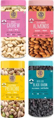41 Foods Premium Dry Fruits Combo of Almonds Black Raisins Cashews and Pistachios | Pack of 4 | 100g Each | 400g